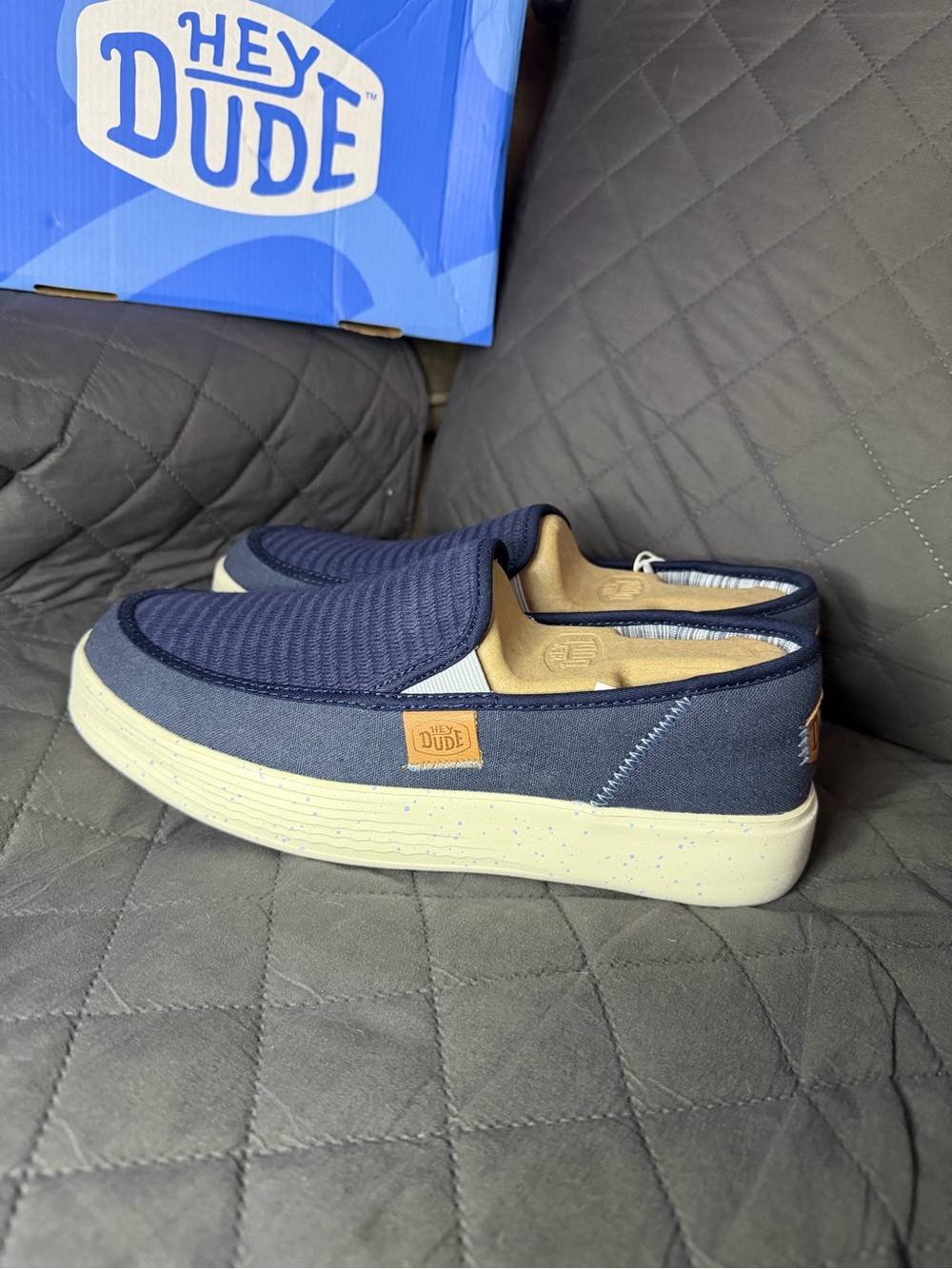 Hey Dude Navy Blue Slip-On Casual Loafers with Cream Sole